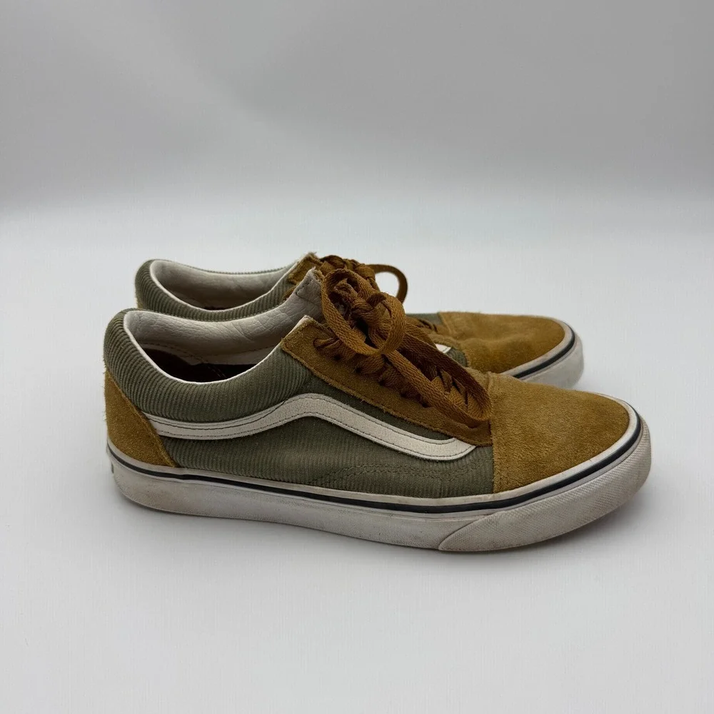 Vans Old Skool Corduroy Suede Sneakers Olive Green Mustard Yellow W8 M6.5